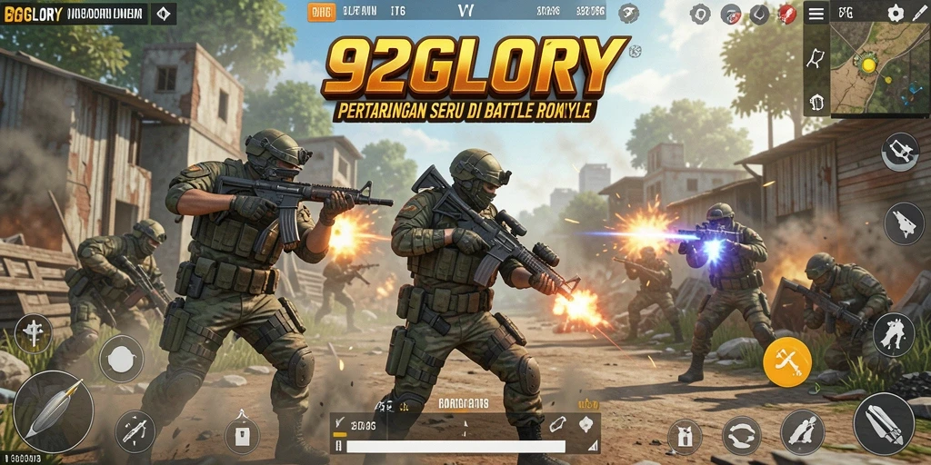 Tampilan mendebarkan gameplay battle royale 92GLORY.
