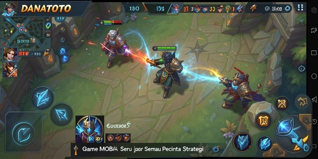 Tampilan gameplay seru di DANATOTO, pertarungan strategi yang mendebarkan.