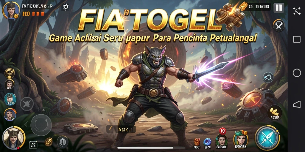 Tangkapan layar utama FIATOGEL menampilkan aksi seru dalam pertarungan melawan musuh.