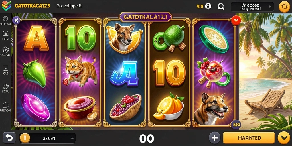 Tampilan menarik dari gameplay Slot GATOTKACA123 yang penuh warna.