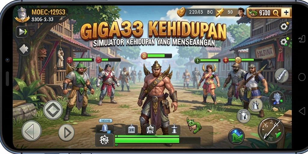 Tangkapan layar gameplay GIGA33 menampilkan aksi simulasi kehidupan yang seru.