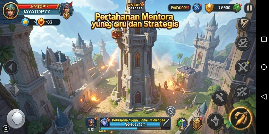 Tampilan gameplay JAYATOP77 yang menegangkan dalam pertahanan menara.