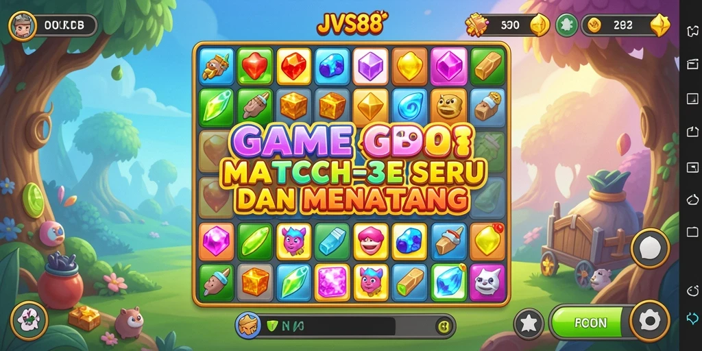 Tampilan seru gameplay JVS88 dengan tantangan Match-3.