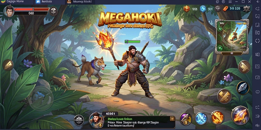 Tampilan tangkapan layar gameplay RPG MEGAHOKI yang menakjubkan.