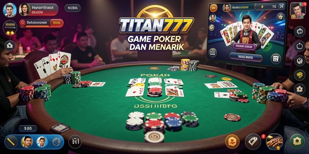Screenshot gameplay TITAN777 menunjukkan keseruan bermain poker yang kompetitif.