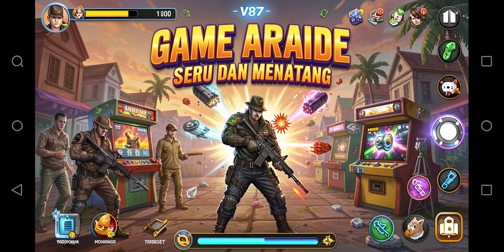 Screenshot gameplay V87, menampilkan aksi seru dan level menarik.